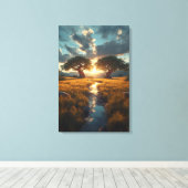 Toile Twin Guardians – Golden Meadow Sunset Canvas Print (Insitu (Plancher de Bois))