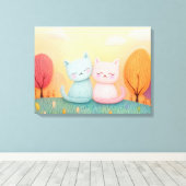 Toile Two adorable woolen cats sitting together (Insitu (Plancher de Bois))