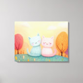 Toile Two adorable woolen cats sitting together (Recto)