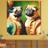 Toile Two Funny Anthropomorphic Vintage Pug (Insitu(Salon))
