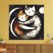 Toile  Two Hugging Cats Canvas Print – Chagall-Inspired  (Insitu(Salon))