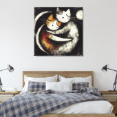 Toile  Two Hugging Cats Canvas Print – Chagall-Inspired  (Insitu(Chambre))