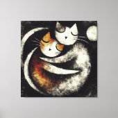 Toile  Two Hugging Cats Canvas Print – Chagall-Inspired  (Recto)