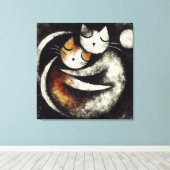 Toile  Two Hugging Cats Canvas Print – Chagall-Inspired  (Insitu (Plancher de Bois))