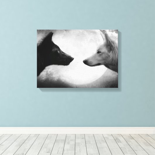 Toile Two wolves facing each other (Insitu (Plancher de Bois))