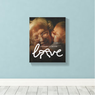 Toile Typographie Amour Moderne Grand-mère Cadeau Photo 