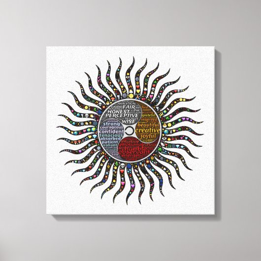 Toile Typographie céleste soleil (Recto)