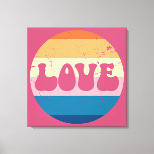 Toile Typographie d'amour rétro sur Arrière - plan Sunse