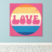 Toile Typographie d'amour rétro sur Arrière - plan Sunse (Insitu (Plancher de Bois))