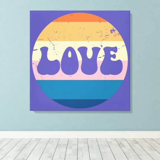 Toile Typographie d'amour rétro sur Arrière - plan Sunse (Insitu (Plancher de Bois))