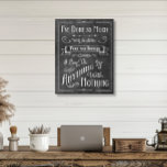 Toile Typographie de tableau de bord rustique Affirmatio<br><div class="desc">Cette oeuvre murale en toile de style ferme a une allure d'art de tableau noir, avec ses polices en texte blanc et arrière - plan de tableau représentant une citation d'affirmation de vie proverbiale. C'est parfait pour une maison de lac ou pour toute personne qui aime être au lac. Créé...</div>