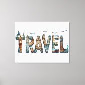 Toile Typographie de voyage en affichage mural (Recto)