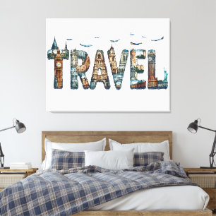 Toile Typographie de voyage en affichage mural