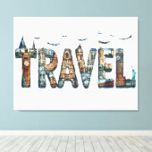 Toile Typographie de voyage en affichage mural (Insitu (Plancher de Bois))