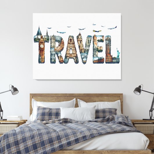 Toile Typographie de voyage OEuvre murale (Insitu(Chambre))