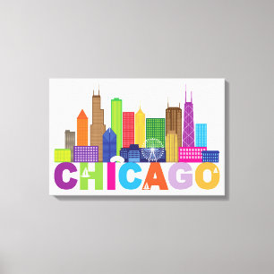 Toile Typographie d'horizon de ville de Chicago