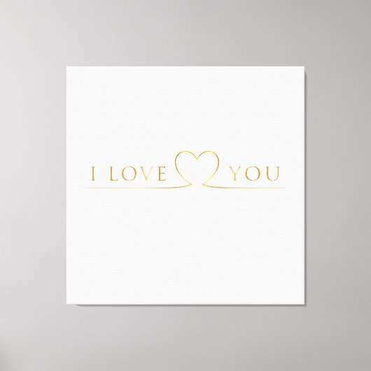 Toile Typographie dorée I Love You (Recto)