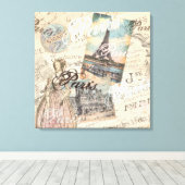 Toile Typographie du Paris dénoué vintage (Insitu (Plancher de Bois))