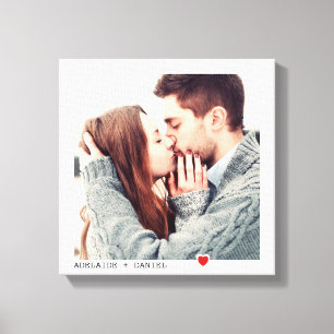 Toile Typographie noire minimaliste avec photo de coeur