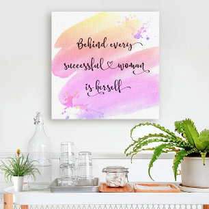 Toile Typographie Pink Chic de l'aquarelle "femme couron