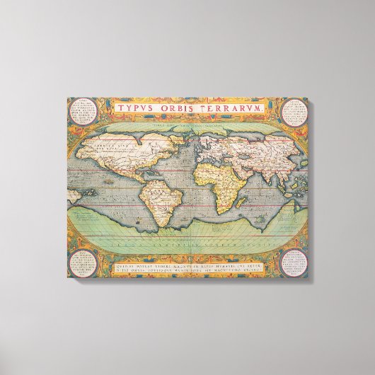 Toile Typus Orbis Terrarum, carte du monde (Recto)