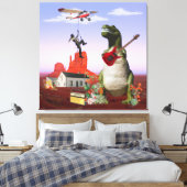 Toile Tyrannosaurus Rex Dinosaur Rock & Roll Wall Art (Insitu(Chambre))