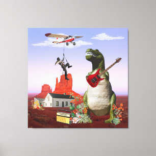 Toile Tyrannosaurus Rex Dinosaur Rock & Roll Wall Art
