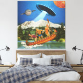 Toile UFO Canoe Trip Mountains Surreal Collections (Insitu(Chambre))