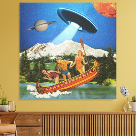 Toile UFO Canoe Trip Mountains Surreal Collections (Insitu(Salon))