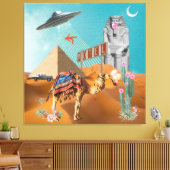 Toile UFO Vacation Egypt Pyramid Hotel Surreal Collage (Insitu(Salon))