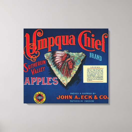 Toile Umpqua Chief Apple Crate LabelSutherlin, OU (Recto)
