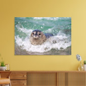 Toile Un bébé phoque surfant (Insitu(Salon))