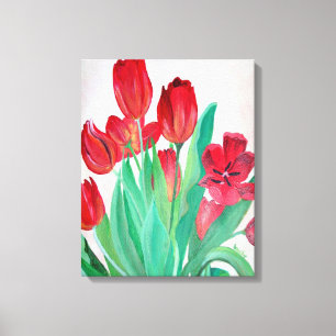 Toile Un bouquet de tulipes rouges