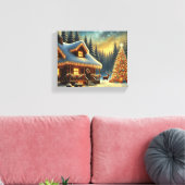 Toile Un Cabine d'hiver douillet dans une forêt de neige (Insitu(Salon))