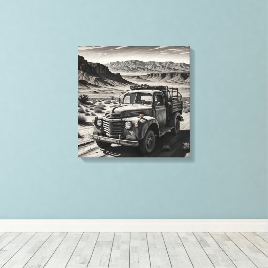 Toile Un camion dans le désert (Insitu (Plancher de Bois))