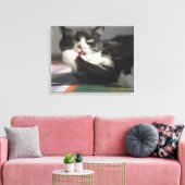 Toile Un chat qui lèche c'est paw (Insitu(Salon))