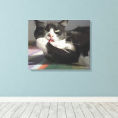 Toile Un chat qui lèche c'est paw (Insitu (Plancher de Bois))