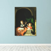 Toile Un chat qui regarde deux garçons (Insitu (Plancher de Bois))