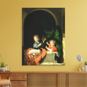 Toile Un chat qui regarde deux garçons (Insitu(Salon))