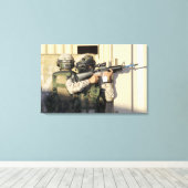 Toile Un chef d'infanterie vise son arme (Insitu (Plancher de Bois))