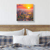 Toile Un coucher de soleil vif sur un paysage urbain div (Insitu(Chambre))