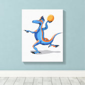 Toile Un Dessin Iguanodon Jouant Au Basket-Ball. (Insitu (Plancher de Bois))