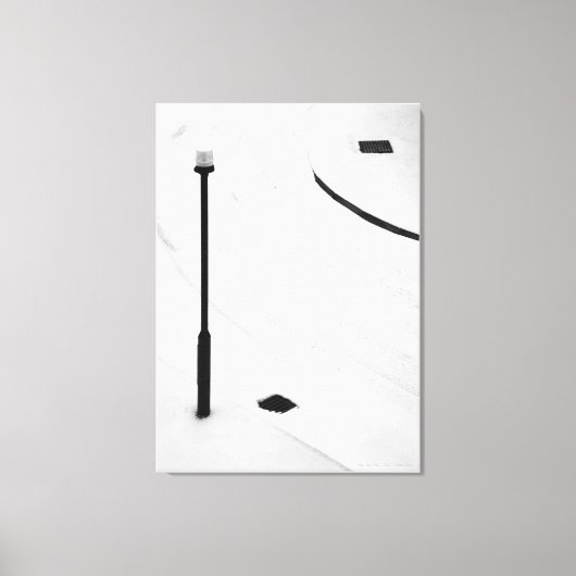 Toile Un, deux, trois - Neige! art noir et blanc (Recto)