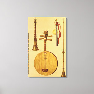 Toile Un dizi, un sona, un yueqin, chinois, un japonais