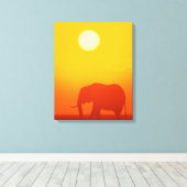 Toile Un éléphant africain se promène au coucher du sole (Insitu (Plancher de Bois))