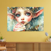 Toile Un elfe adorable avec un gâteau (Insitu(Salon))