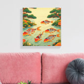 Toile Un étang vibrant Ukiyo-e (Insitu(Salon))