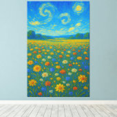 Toile Un Fleur sauvage lunaire sous un ciel torride (Insitu (Plancher de Bois))