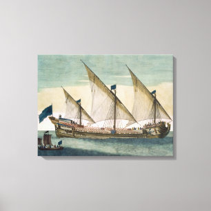 Toile Un Galleass trois-mâté en cours par la voile,