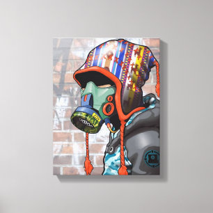 Toile Un graffeur de masques de gaz